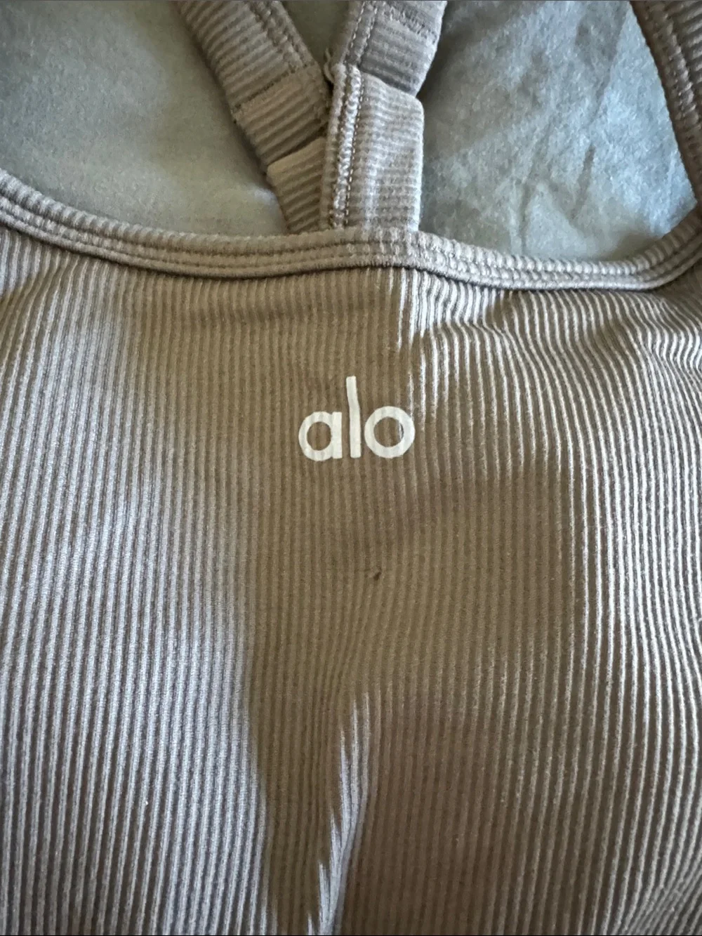 ALO Yoga Seamless Ribbed Favorite Bra - Taupe Beige